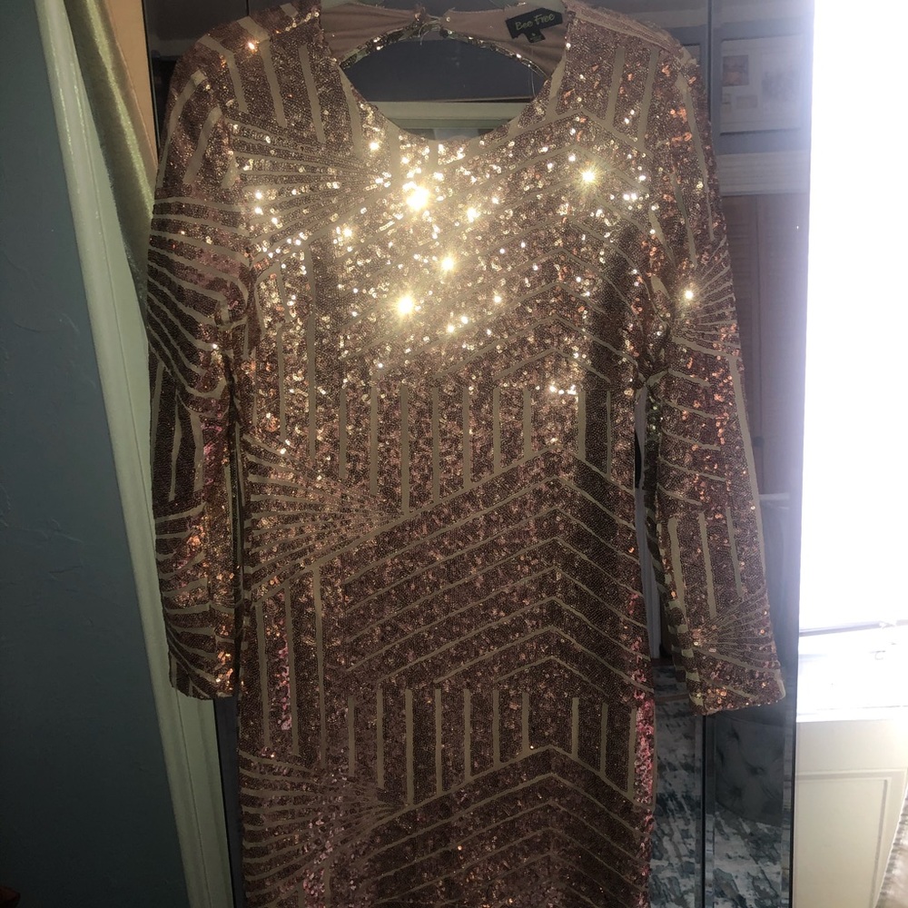 Sequin rose gold mini dress - Picture 2 of 11